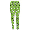 Green Doodle Bull Terrier Pattern Print High-Waisted Pocket Leggings