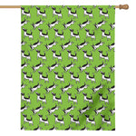 Green Doodle Bull Terrier Pattern Print House Flag