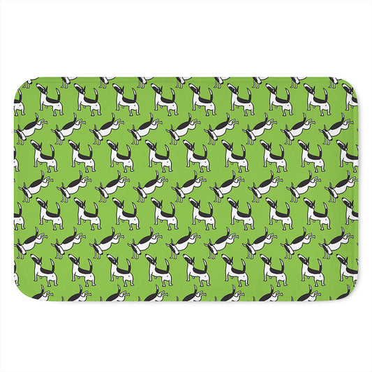 Green Doodle Bull Terrier Pattern Print Indoor Door Mat