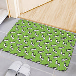 Green Doodle Bull Terrier Pattern Print Indoor Door Mat