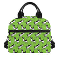 Green Doodle Bull Terrier Pattern Print Insulated Lunch Bag