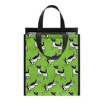 Green Doodle Bull Terrier Pattern Print Insulated Lunch Tote
