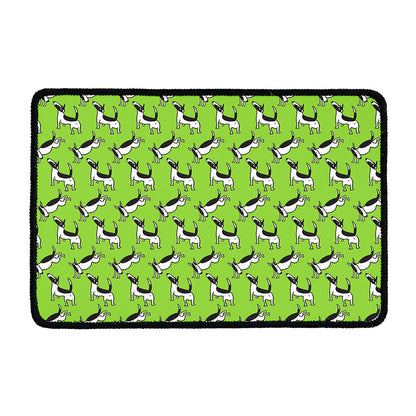 Green Doodle Bull Terrier Pattern Print Kitchen Mat