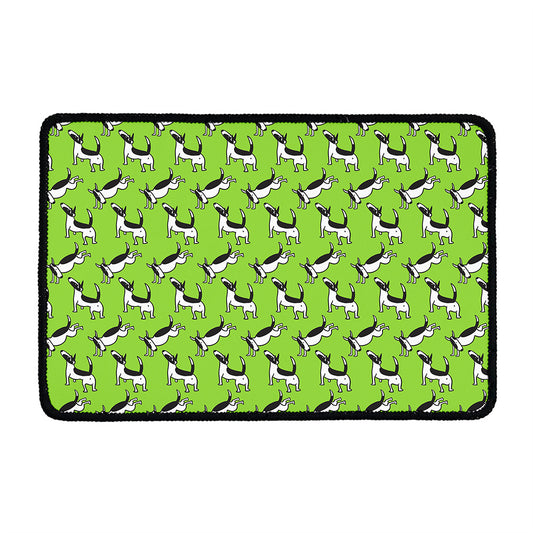 Green Doodle Bull Terrier Pattern Print Kitchen Mat