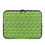 Green Doodle Bull Terrier Pattern Print Laptop Sleeve