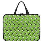 Green Doodle Bull Terrier Pattern Print Laptop Sleeve With Handle
