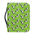 Green Doodle Bull Terrier Pattern Print Leather Bible Cover