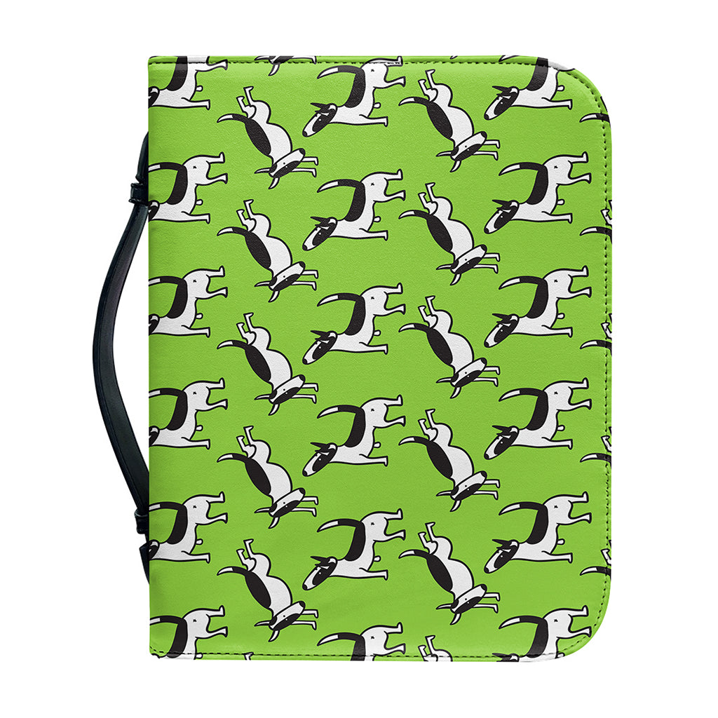 Green Doodle Bull Terrier Pattern Print Leather Bible Cover