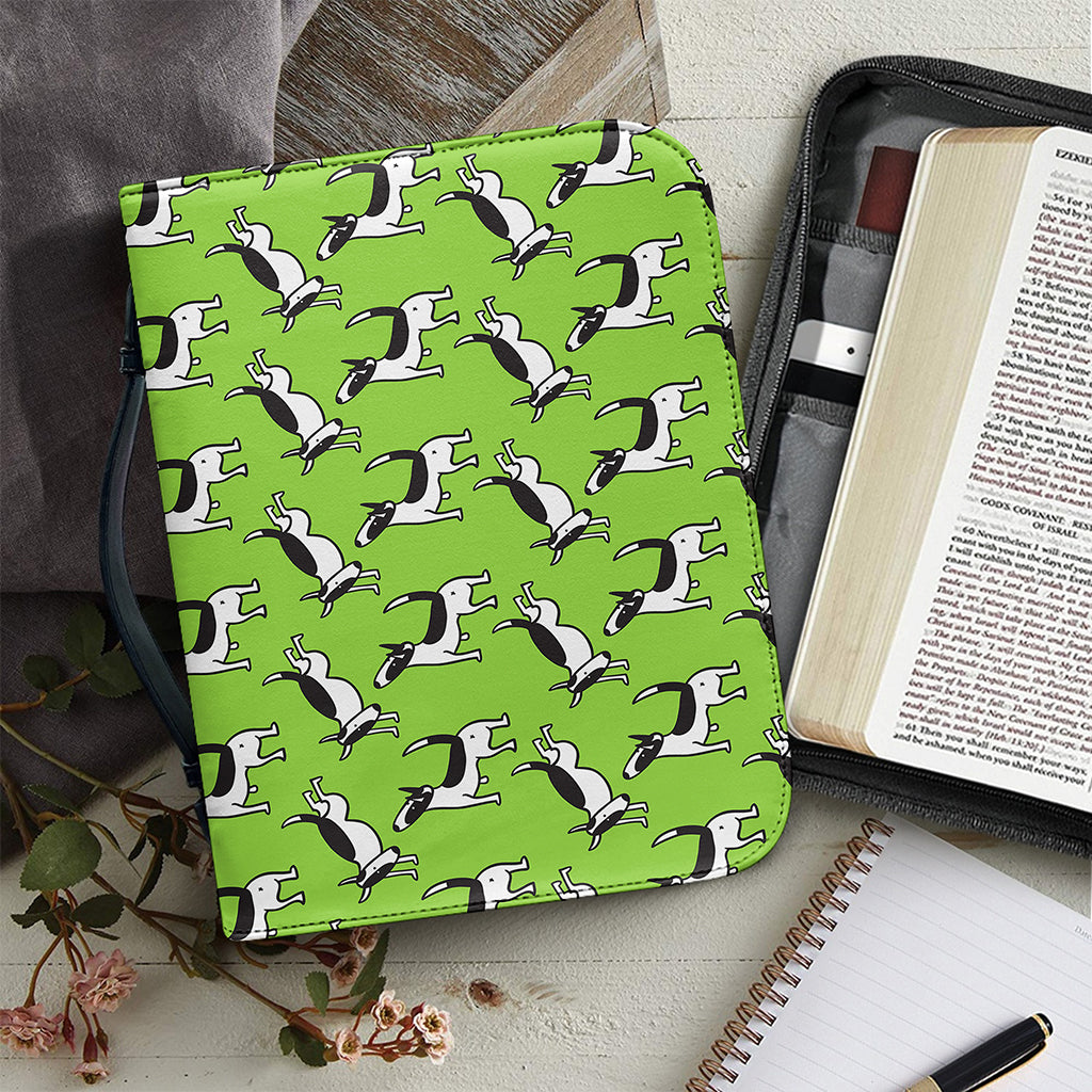 Green Doodle Bull Terrier Pattern Print Leather Bible Cover
