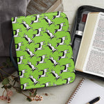 Green Doodle Bull Terrier Pattern Print Leather Bible Cover