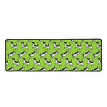Green Doodle Bull Terrier Pattern Print Long Kitchen Mat
