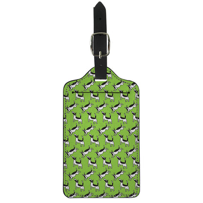 Green Doodle Bull Terrier Pattern Print Luggage Tag