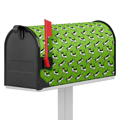Green Doodle Bull Terrier Pattern Print Mailbox Cover