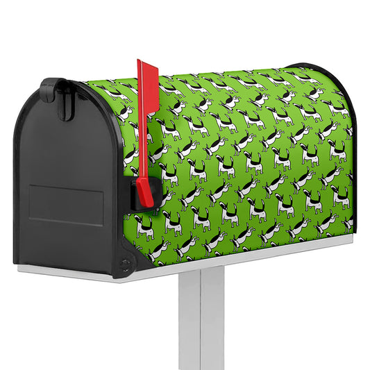 Green Doodle Bull Terrier Pattern Print Mailbox Cover