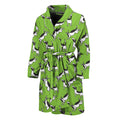 Green Doodle Bull Terrier Pattern Print Men's Bathrobe