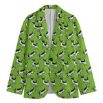 Green Doodle Bull Terrier Pattern Print Men's Blazer
