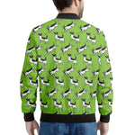 Green Doodle Bull Terrier Pattern Print Men's Bomber Jacket