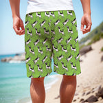 Green Doodle Bull Terrier Pattern Print Men's Cargo Shorts