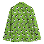 Green Doodle Bull Terrier Pattern Print Men's Cotton Blazer
