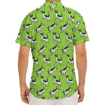 Green Doodle Bull Terrier Pattern Print Men's Deep V-Neck Shirt