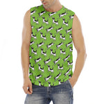 Green Doodle Bull Terrier Pattern Print Men's Fitness Tank Top