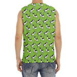 Green Doodle Bull Terrier Pattern Print Men's Fitness Tank Top