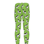 Green Doodle Bull Terrier Pattern Print Men's leggings