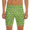 Green Doodle Bull Terrier Pattern Print Men's Long Boxer Briefs