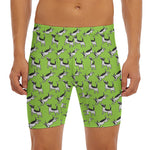 Green Doodle Bull Terrier Pattern Print Men's Long Boxer Briefs
