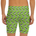 Green Doodle Bull Terrier Pattern Print Men's Long Boxer Briefs