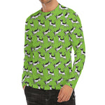 Green Doodle Bull Terrier Pattern Print Men's Long Sleeve Rash Guard