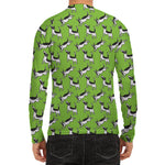 Green Doodle Bull Terrier Pattern Print Men's Long Sleeve Rash Guard