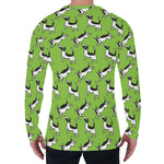 Green Doodle Bull Terrier Pattern Print Men's Long Sleeve T-Shirt