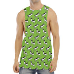 Green Doodle Bull Terrier Pattern Print Men's Muscle Tank Top