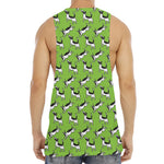 Green Doodle Bull Terrier Pattern Print Men's Muscle Tank Top