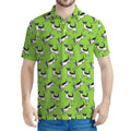 Green Doodle Bull Terrier Pattern Print Men's Polo Shirt