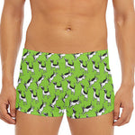 Green Doodle Bull Terrier Pattern Print Men's Short Boxer Briefs