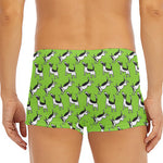 Green Doodle Bull Terrier Pattern Print Men's Short Boxer Briefs
