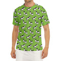 Green Doodle Bull Terrier Pattern Print Men's Short Sleeve Rash Guard