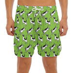 Green Doodle Bull Terrier Pattern Print Men's Split Running Shorts
