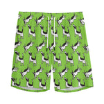 Green Doodle Bull Terrier Pattern Print Men's Sports Shorts