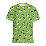 Green Doodle Bull Terrier Pattern Print Men's Sports T-Shirt