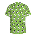 Green Doodle Bull Terrier Pattern Print Men's Sports T-Shirt