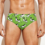 Green Doodle Bull Terrier Pattern Print Men's Swim Briefs