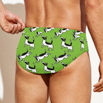 Green Doodle Bull Terrier Pattern Print Men's Swim Briefs