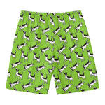 Green Doodle Bull Terrier Pattern Print Men's Swim Trunks