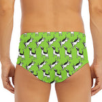 Green Doodle Bull Terrier Pattern Print Men's Triangle Swim Briefs
