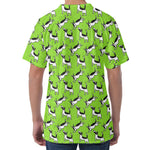 Green Doodle Bull Terrier Pattern Print Men's Velvet T-Shirt