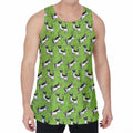 Green Doodle Bull Terrier Pattern Print Men's Velvet Tank Top