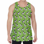 Green Doodle Bull Terrier Pattern Print Men's Velvet Tank Top